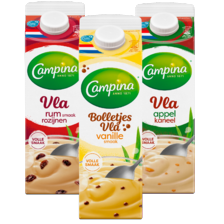 Campina bolletjes vla, appel kaneel vla of rum rozijnen vla